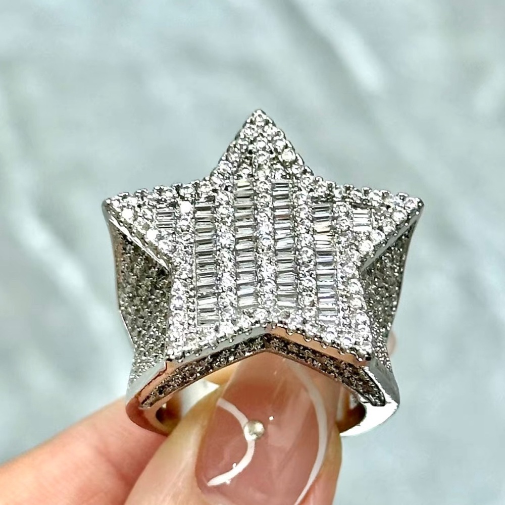 925 Sterling Silver precious diamond imitation women ring all sizes available